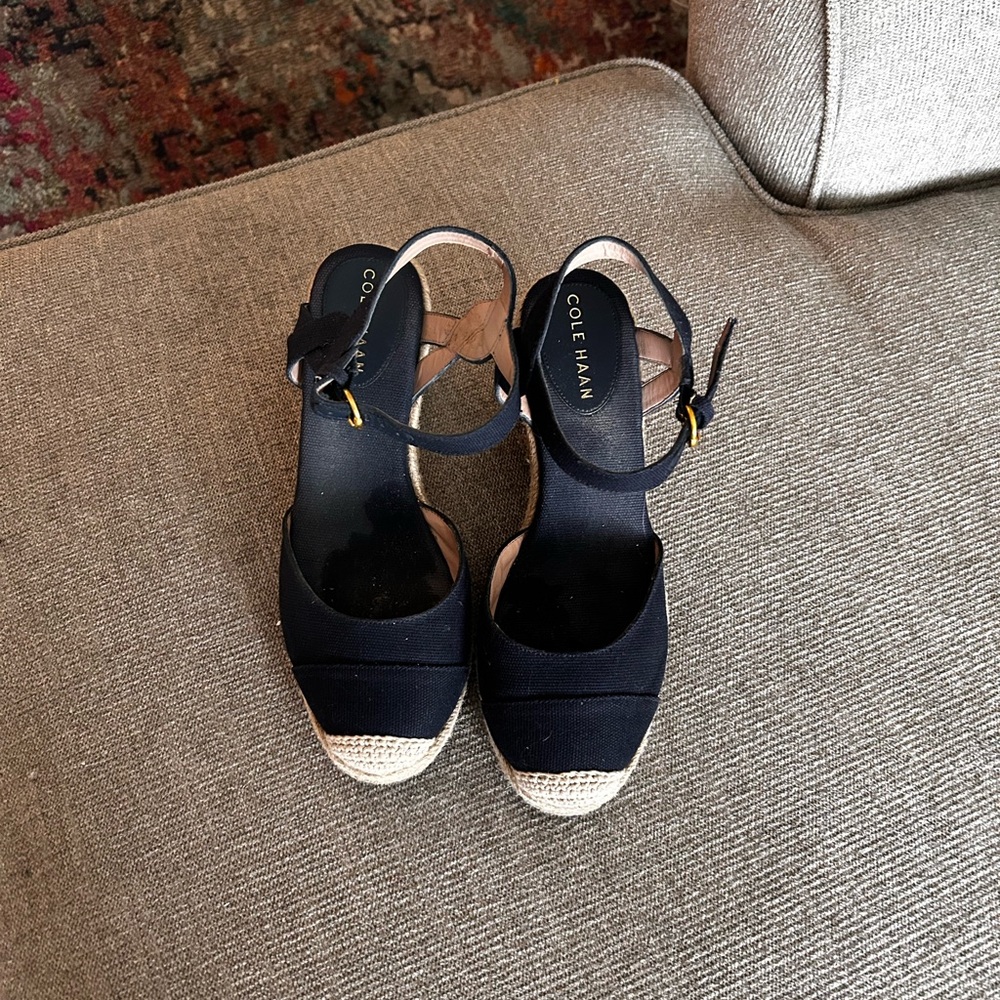 Cole Haan Navy Blue Espadrille Wedge Shoes